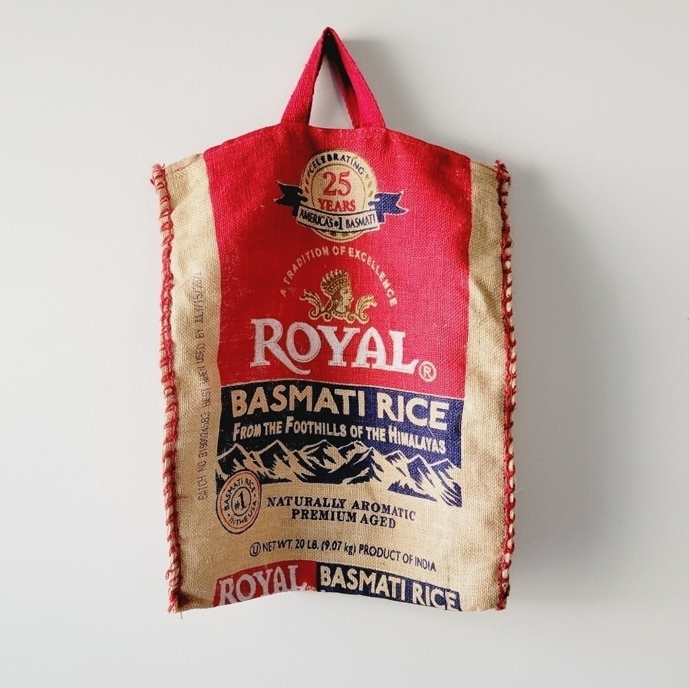 Basmati‎ Rice burlap sack medium size with zipper bag